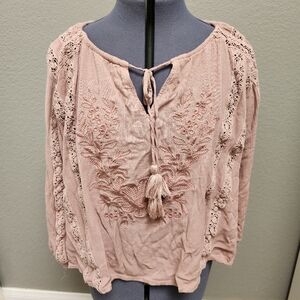 Women's Pink Embroidered Top